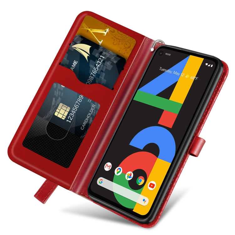 For Google Pixel 4a 5G Life of Tree Embossing Pattern Horizontal Flip Leather Case with Holder & Card Slot & Wallet & Photo Frame & Lanyard(Red) - Google Cases by buy2fix | Online Shopping UK | buy2fix