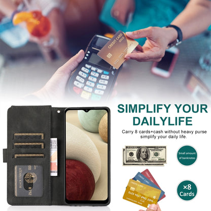 For Samsung Galaxy A12 Skin-feel Crazy Horse Texture Zipper Wallet Bag Horizontal Flip Leather Case with Holder & Card Slots & Wallet & Lanyard(Black) by buy2fix