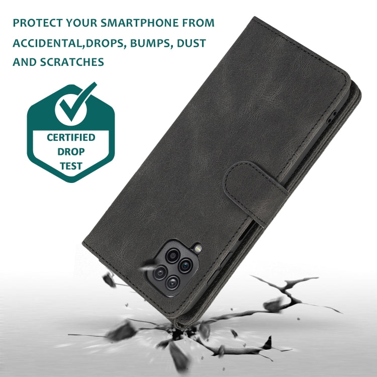 For Samsung Galaxy A12 Skin-feel Crazy Horse Texture Zipper Wallet Bag Horizontal Flip Leather Case with Holder & Card Slots & Wallet & Lanyard(Black) by buy2fix