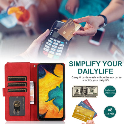 For Samsung Galaxy A20 / A30 Skin-feel Crazy Horse Texture Zipper Wallet Bag Horizontal Flip Leather Case with Holder & Card Slots & Wallet & Lanyard(Red) by buy2fix