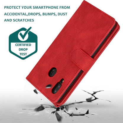 For Samsung Galaxy A20 / A30 Skin-feel Crazy Horse Texture Zipper Wallet Bag Horizontal Flip Leather Case with Holder & Card Slots & Wallet & Lanyard(Red) by buy2fix