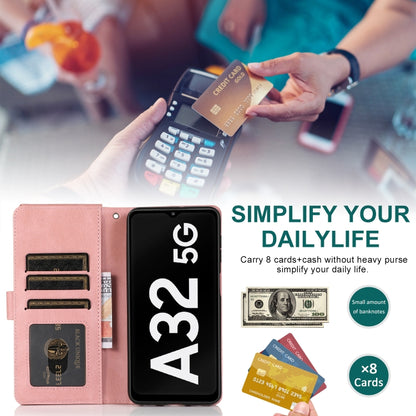 For Samsung Galaxy A32 5G Skin-feel Crazy Horse Texture Zipper Wallet Bag Horizontal Flip Leather Case with Holder & Card Slots & Wallet & Lanyard(Rose Gold) by buy2fix