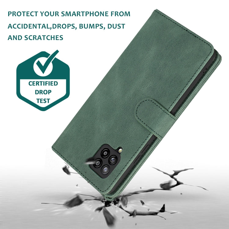 For Samsung Galaxy A42 5G Skin-feel Crazy Horse Texture Zipper Wallet Bag Horizontal Flip Leather Case with Holder & Card Slots & Wallet & Lanyard(Dark Green) by buy2fix