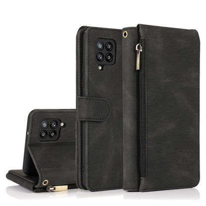 For Samsung Galaxy A42 5G Skin-feel Crazy Horse Texture Zipper Wallet Bag Horizontal Flip Leather Case with Holder & Card Slots & Wallet & Lanyard(Black) by buy2fix