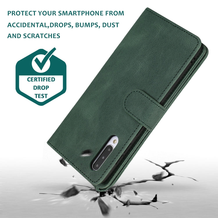 For Samsung Galaxy A50 Skin-feel Crazy Horse Texture Zipper Wallet Bag Horizontal Flip Leather Case with Holder & Card Slots & Wallet & Lanyard(Dark Green) by buy2fix