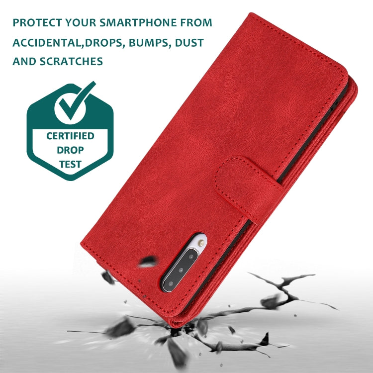 For Samsung Galaxy A50 Skin-feel Crazy Horse Texture Zipper Wallet Bag Horizontal Flip Leather Case with Holder & Card Slots & Wallet & Lanyard(Red) by buy2fix
