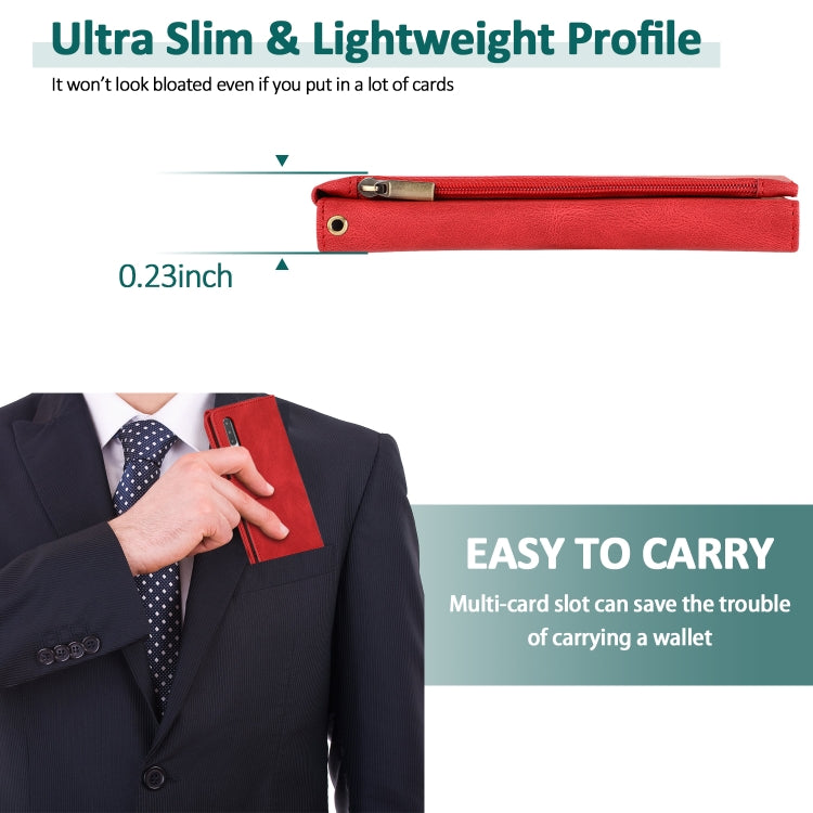 For Samsung Galaxy A50 Skin-feel Crazy Horse Texture Zipper Wallet Bag Horizontal Flip Leather Case with Holder & Card Slots & Wallet & Lanyard(Red) by buy2fix