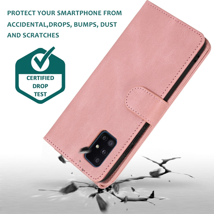 For Samsung Galaxy A51 5G Skin-feel Crazy Horse Texture Zipper Wallet Bag Horizontal Flip Leather Case with Holder & Card Slots & Wallet & Lanyard(Rose Gold) by buy2fix