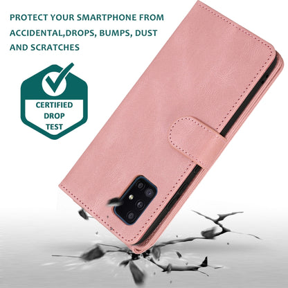 For Samsung Galaxy A51 5G Skin-feel Crazy Horse Texture Zipper Wallet Bag Horizontal Flip Leather Case with Holder & Card Slots & Wallet & Lanyard(Rose Gold) by buy2fix