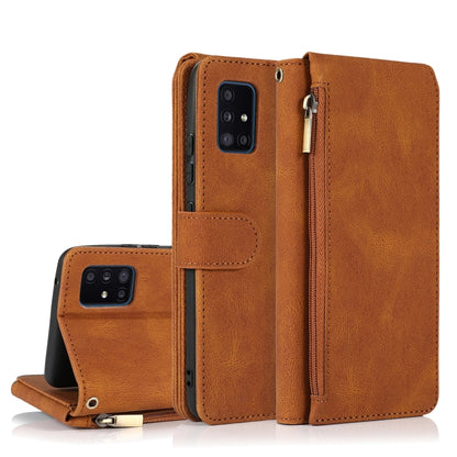 For Samsung Galaxy A51 5G Skin-feel Crazy Horse Texture Zipper Wallet Bag Horizontal Flip Leather Case with Holder & Card Slots & Wallet & Lanyard(Brown) by buy2fix