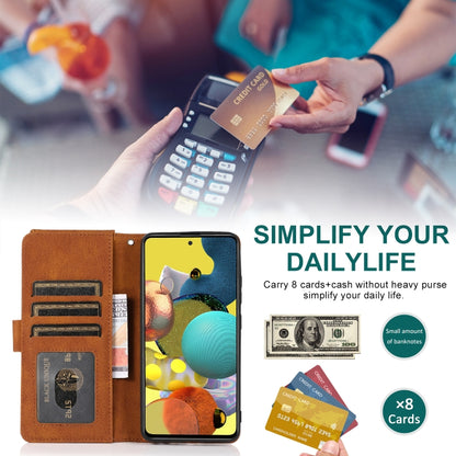 For Samsung Galaxy A51 5G Skin-feel Crazy Horse Texture Zipper Wallet Bag Horizontal Flip Leather Case with Holder & Card Slots & Wallet & Lanyard(Brown) by buy2fix