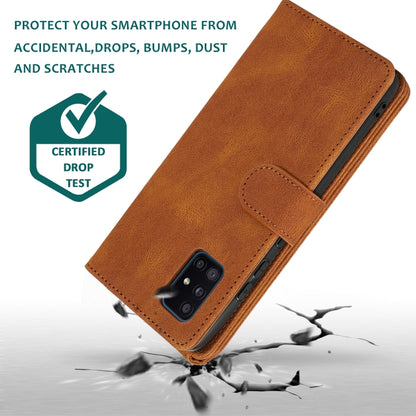 For Samsung Galaxy A51 5G Skin-feel Crazy Horse Texture Zipper Wallet Bag Horizontal Flip Leather Case with Holder & Card Slots & Wallet & Lanyard(Brown) by buy2fix