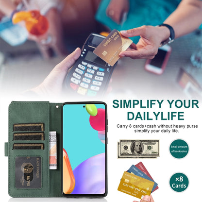 For Samsung Galaxy A52 5G Skin-feel Crazy Horse Texture Zipper Wallet Bag Horizontal Flip Leather Case with Holder & Card Slots & Wallet & Lanyard(Dark Green) by buy2fix