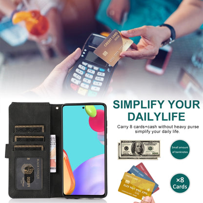 For Samsung Galaxy A52 5G Skin-feel Crazy Horse Texture Zipper Wallet Bag Horizontal Flip Leather Case with Holder & Card Slots & Wallet & Lanyard(Black) by buy2fix