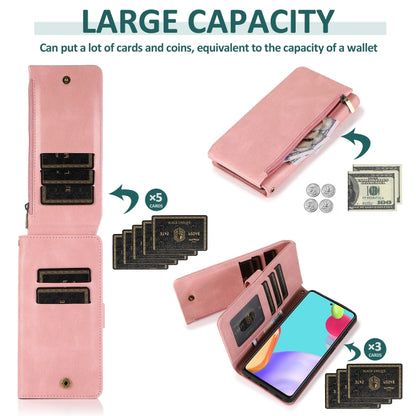 For Samsung Galaxy A52 5G Skin-feel Crazy Horse Texture Zipper Wallet Bag Horizontal Flip Leather Case with Holder & Card Slots & Wallet & Lanyard(Rose Gold) by buy2fix