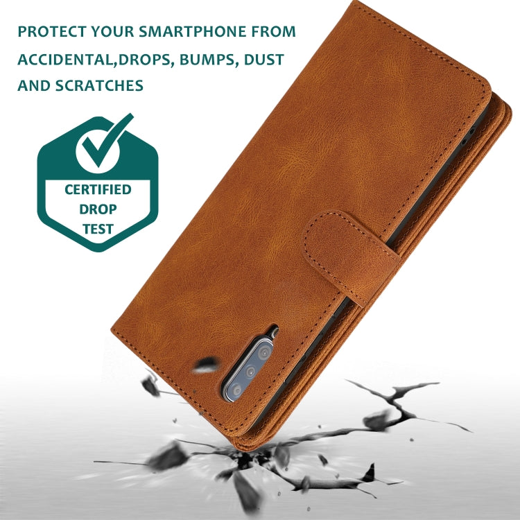 For Samsung Galaxy A70 Skin-feel Crazy Horse Texture Zipper Wallet Bag Horizontal Flip Leather Case with Holder & Card Slots & Wallet & Lanyard(Brown) by buy2fix