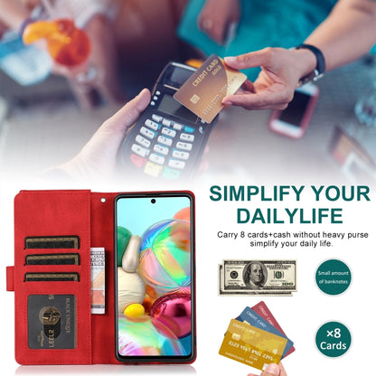 For Samsung Galaxy A71 5G Skin-feel Crazy Horse Texture Zipper Wallet Bag Horizontal Flip Leather Case with Holder & Card Slots & Wallet & Lanyard(Red) by buy2fix