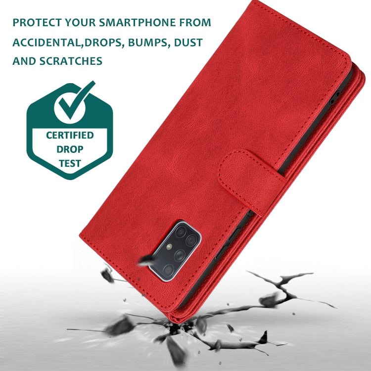 For Samsung Galaxy A71 5G Skin-feel Crazy Horse Texture Zipper Wallet Bag Horizontal Flip Leather Case with Holder & Card Slots & Wallet & Lanyard(Red) by buy2fix