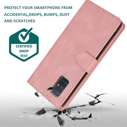 For Samsung Galaxy A71 5G Skin-feel Crazy Horse Texture Zipper Wallet Bag Horizontal Flip Leather Case with Holder & Card Slots & Wallet & Lanyard(Rose Gold) by buy2fix