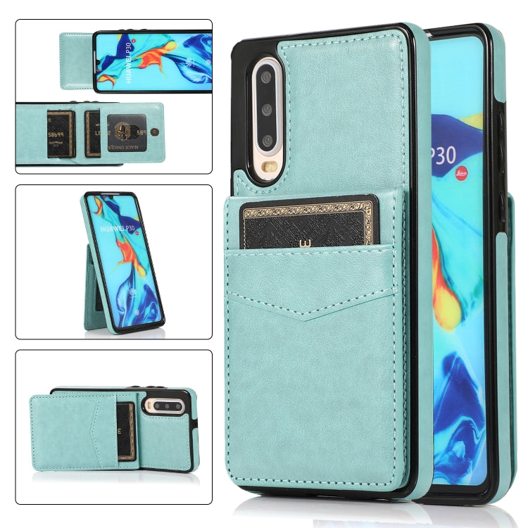 For Huawei P30 Solid Color PC + TPU Protective Case with Holder & Card Slots(Green) - Huawei Cases by buy2fix | Online Shopping UK | buy2fix