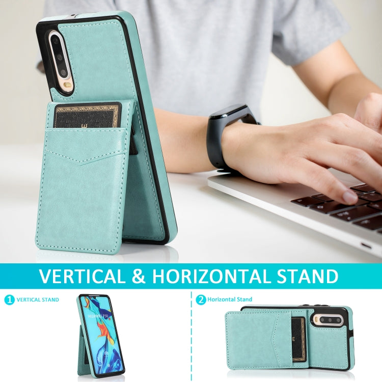 For Huawei P30 Solid Color PC + TPU Protective Case with Holder & Card Slots(Green) - Huawei Cases by buy2fix | Online Shopping UK | buy2fix