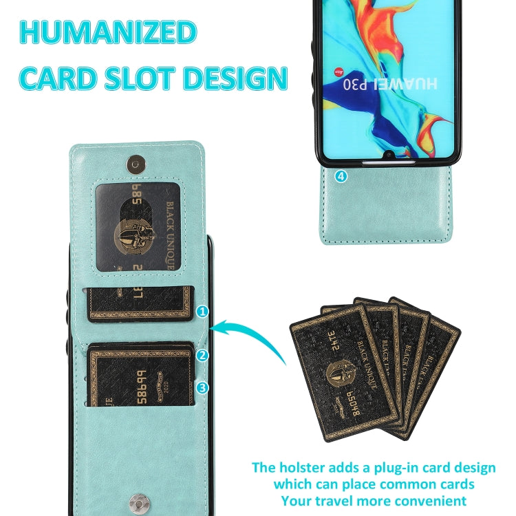 For Huawei P30 Solid Color PC + TPU Protective Case with Holder & Card Slots(Green) - Huawei Cases by buy2fix | Online Shopping UK | buy2fix