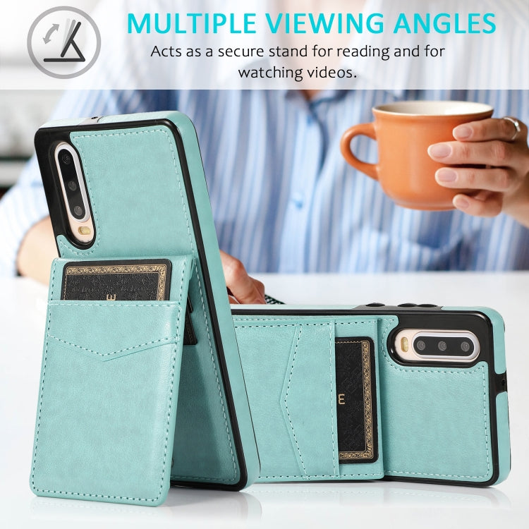 For Huawei P30 Solid Color PC + TPU Protective Case with Holder & Card Slots(Green) - Huawei Cases by buy2fix | Online Shopping UK | buy2fix