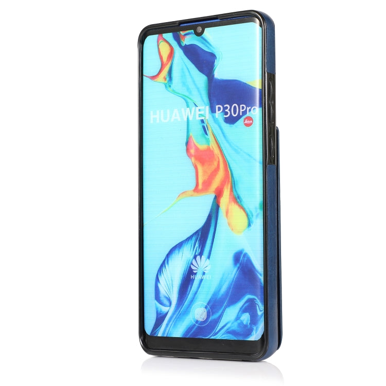 For Huawei P30 Pro Solid Color PC + TPU Protective Case with Holder & Card Slots(Blue) - Huawei Cases by buy2fix | Online Shopping UK | buy2fix