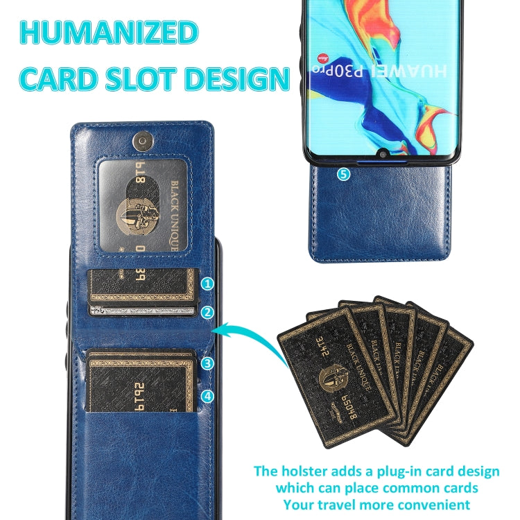 For Huawei P30 Pro Solid Color PC + TPU Protective Case with Holder & Card Slots(Blue) - Huawei Cases by buy2fix | Online Shopping UK | buy2fix