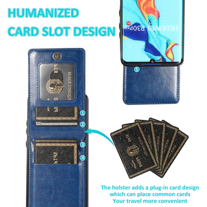 For Huawei P30 Pro Solid Color PC + TPU Protective Case with Holder & Card Slots(Blue) - Huawei Cases by buy2fix | Online Shopping UK | buy2fix