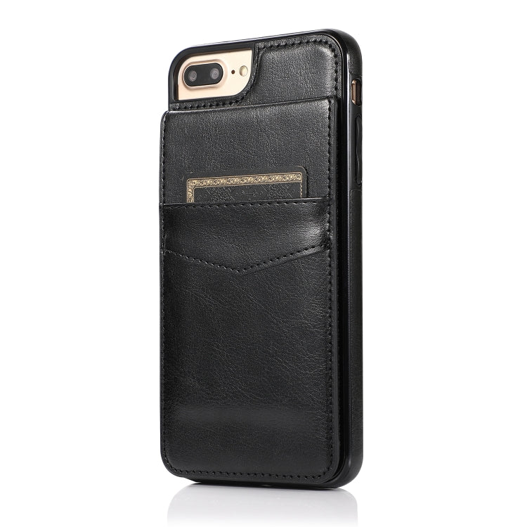 Solid Color PC + TPU Protective Case with Holder & Card Slots For iPhone 8 Plus / 7 Plus(Black) - More iPhone Cases by buy2fix | Online Shopping UK | buy2fix