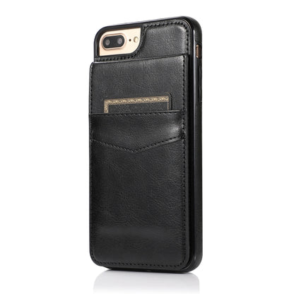 Solid Color PC + TPU Protective Case with Holder & Card Slots For iPhone 8 Plus / 7 Plus(Black) - More iPhone Cases by buy2fix | Online Shopping UK | buy2fix