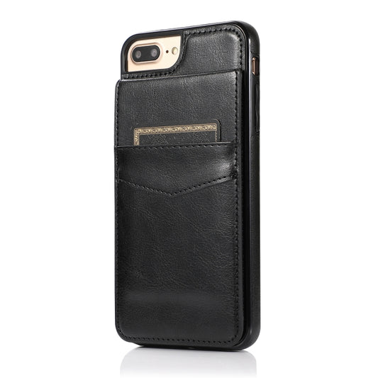 Solid Color PC + TPU Protective Case with Holder & Card Slots For iPhone 8 Plus / 7 Plus(Black) - More iPhone Cases by buy2fix | Online Shopping UK | buy2fix