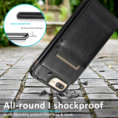 Solid Color PC + TPU Protective Case with Holder & Card Slots For iPhone 8 Plus / 7 Plus(Black) - More iPhone Cases by buy2fix | Online Shopping UK | buy2fix