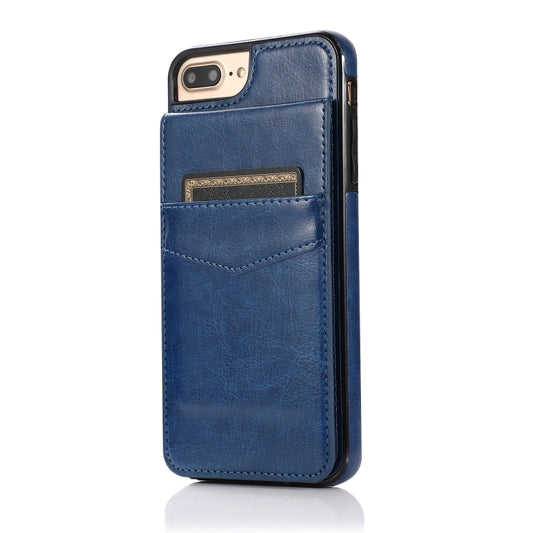 Solid Color PC + TPU Protective Case with Holder & Card Slots For iPhone 8 Plus / 7 Plus(Blue) - More iPhone Cases by buy2fix | Online Shopping UK | buy2fix