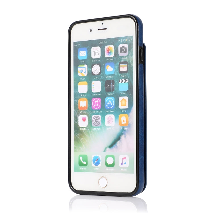 Solid Color PC + TPU Protective Case with Holder & Card Slots For iPhone 8 Plus / 7 Plus(Blue) - More iPhone Cases by buy2fix | Online Shopping UK | buy2fix