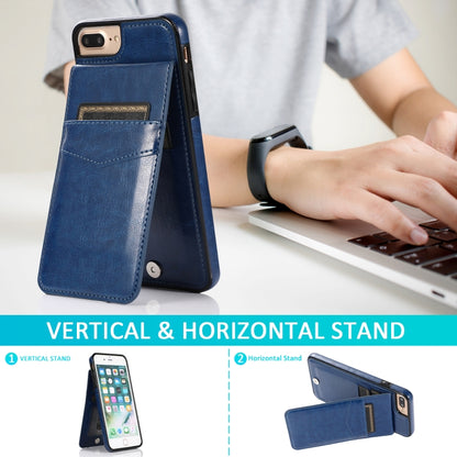 Solid Color PC + TPU Protective Case with Holder & Card Slots For iPhone 8 Plus / 7 Plus(Blue) - More iPhone Cases by buy2fix | Online Shopping UK | buy2fix