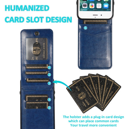 Solid Color PC + TPU Protective Case with Holder & Card Slots For iPhone 8 Plus / 7 Plus(Blue) - More iPhone Cases by buy2fix | Online Shopping UK | buy2fix