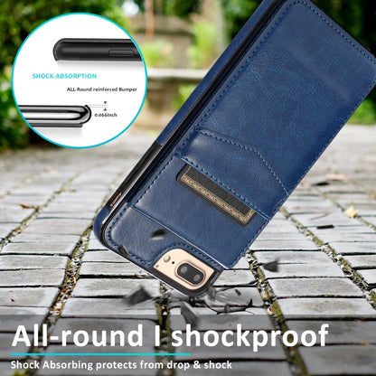 Solid Color PC + TPU Protective Case with Holder & Card Slots For iPhone 8 Plus / 7 Plus(Blue) - More iPhone Cases by buy2fix | Online Shopping UK | buy2fix