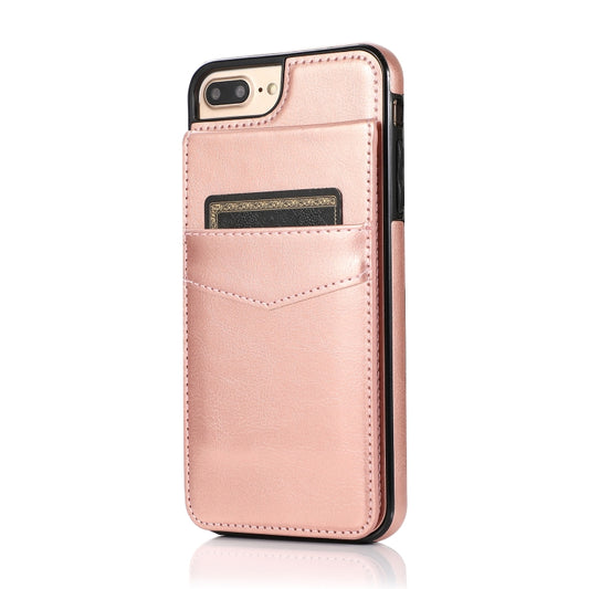 Solid Color PC + TPU Protective Case with Holder & Card Slots For iPhone 8 Plus / 7 Plus(Rose Gold) - More iPhone Cases by buy2fix | Online Shopping UK | buy2fix