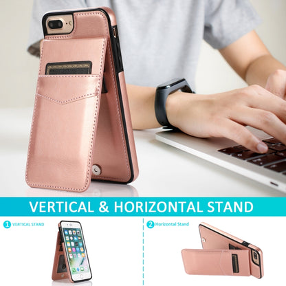 Solid Color PC + TPU Protective Case with Holder & Card Slots For iPhone 8 Plus / 7 Plus(Rose Gold) - More iPhone Cases by buy2fix | Online Shopping UK | buy2fix