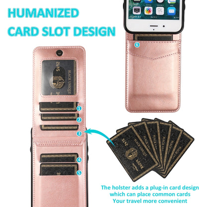 Solid Color PC + TPU Protective Case with Holder & Card Slots For iPhone 8 Plus / 7 Plus(Rose Gold) - More iPhone Cases by buy2fix | Online Shopping UK | buy2fix