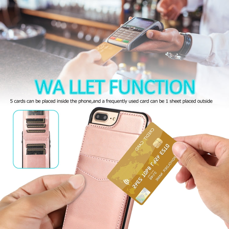 Solid Color PC + TPU Protective Case with Holder & Card Slots For iPhone 8 Plus / 7 Plus(Rose Gold) - More iPhone Cases by buy2fix | Online Shopping UK | buy2fix