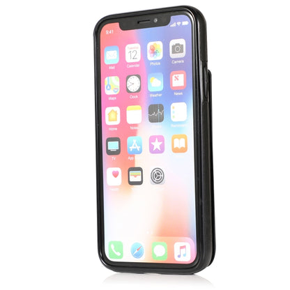 For iPhone X / XS Solid Color PC + TPU Protective Case with Holder & Card Slots(Black) - More iPhone Cases by buy2fix | Online Shopping UK | buy2fix