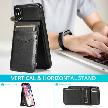 For iPhone X / XS Solid Color PC + TPU Protective Case with Holder & Card Slots(Black) - More iPhone Cases by buy2fix | Online Shopping UK | buy2fix
