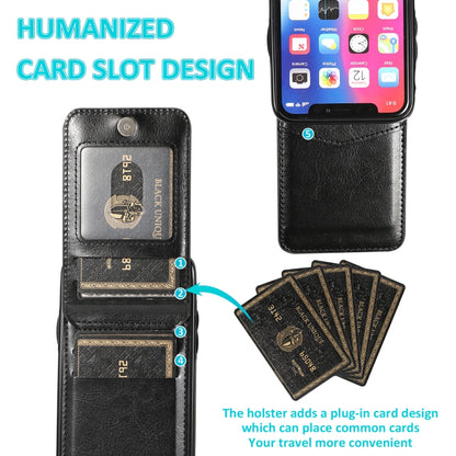 For iPhone X / XS Solid Color PC + TPU Protective Case with Holder & Card Slots(Black) - More iPhone Cases by buy2fix | Online Shopping UK | buy2fix