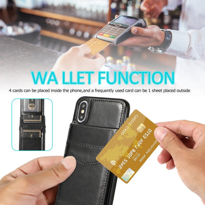 For iPhone X / XS Solid Color PC + TPU Protective Case with Holder & Card Slots(Black) - More iPhone Cases by buy2fix | Online Shopping UK | buy2fix