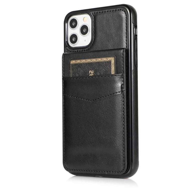 For iPhone 11 Solid Color PC + TPU Protective Case with Holder & Card Slots (Black) - iPhone 11 Cases by buy2fix | Online Shopping UK | buy2fix