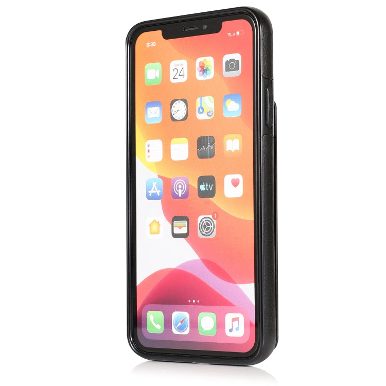 For iPhone 11 Solid Color PC + TPU Protective Case with Holder & Card Slots (Black) - iPhone 11 Cases by buy2fix | Online Shopping UK | buy2fix