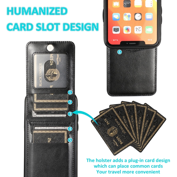 For iPhone 11 Solid Color PC + TPU Protective Case with Holder & Card Slots (Black) - iPhone 11 Cases by buy2fix | Online Shopping UK | buy2fix